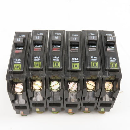Square D Type QO 15A Single Pole Circuit Breaker 120/240V Lot Of 6
