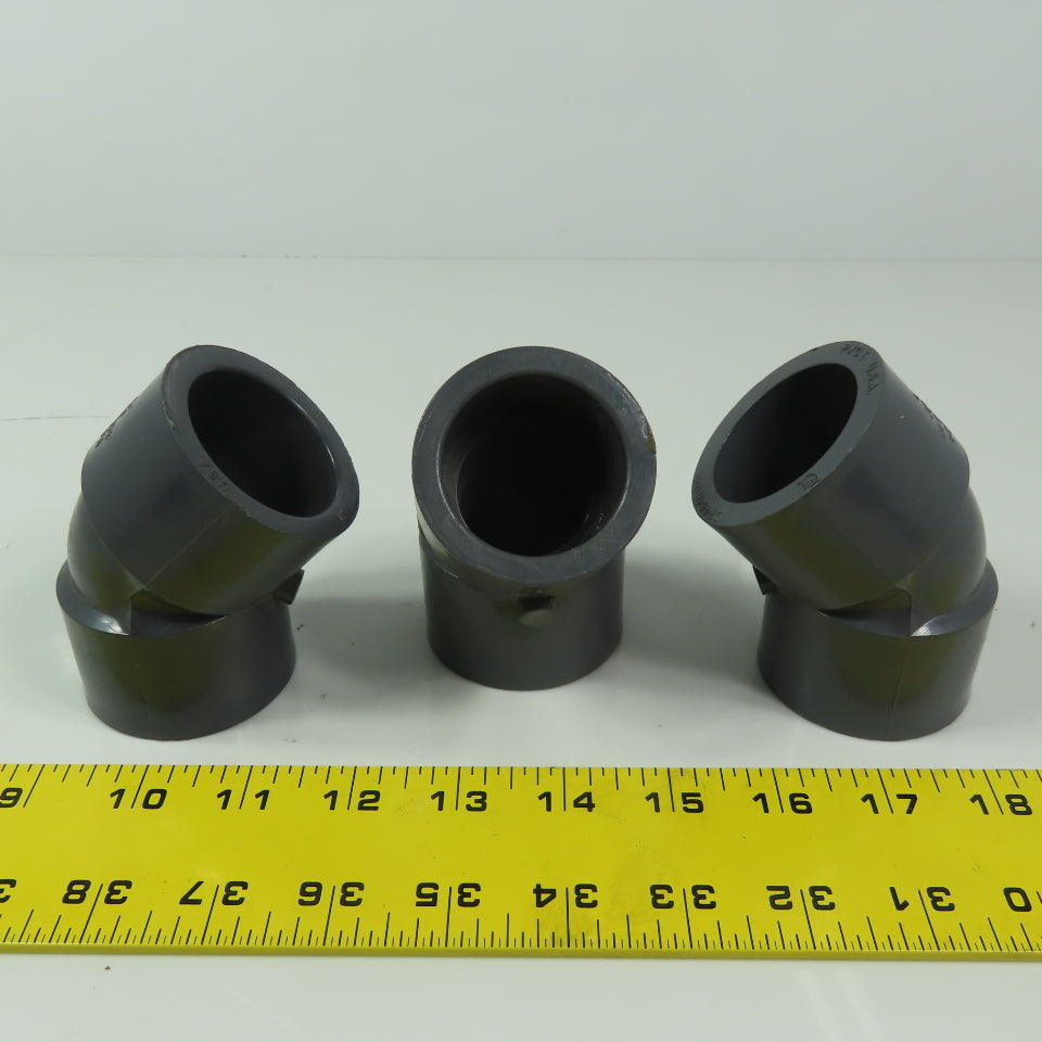 Lasco PVC 1-1/4" 45° Elbow Slip/Slip SCH80 Gray PVCI Socket/Socket Lot of 3