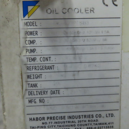 Habor 172328 HBO-400PTSB3 Oil Chiller Refrigeration Unit 220V 1/4HP 20L Tank