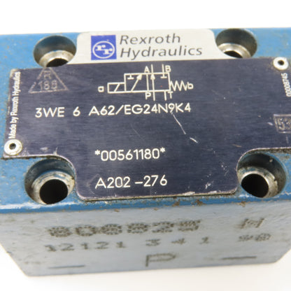 Rexroth 3WE A62/EG24N9K4 Single Solenoid Directional Valve No Coil