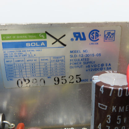 Sola SLD-12-3012-05 Regulated Power Supply +5VDC +12VDC