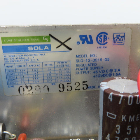 Sola SLD-12-3012-05 Regulated Power Supply +5VDC +12VDC