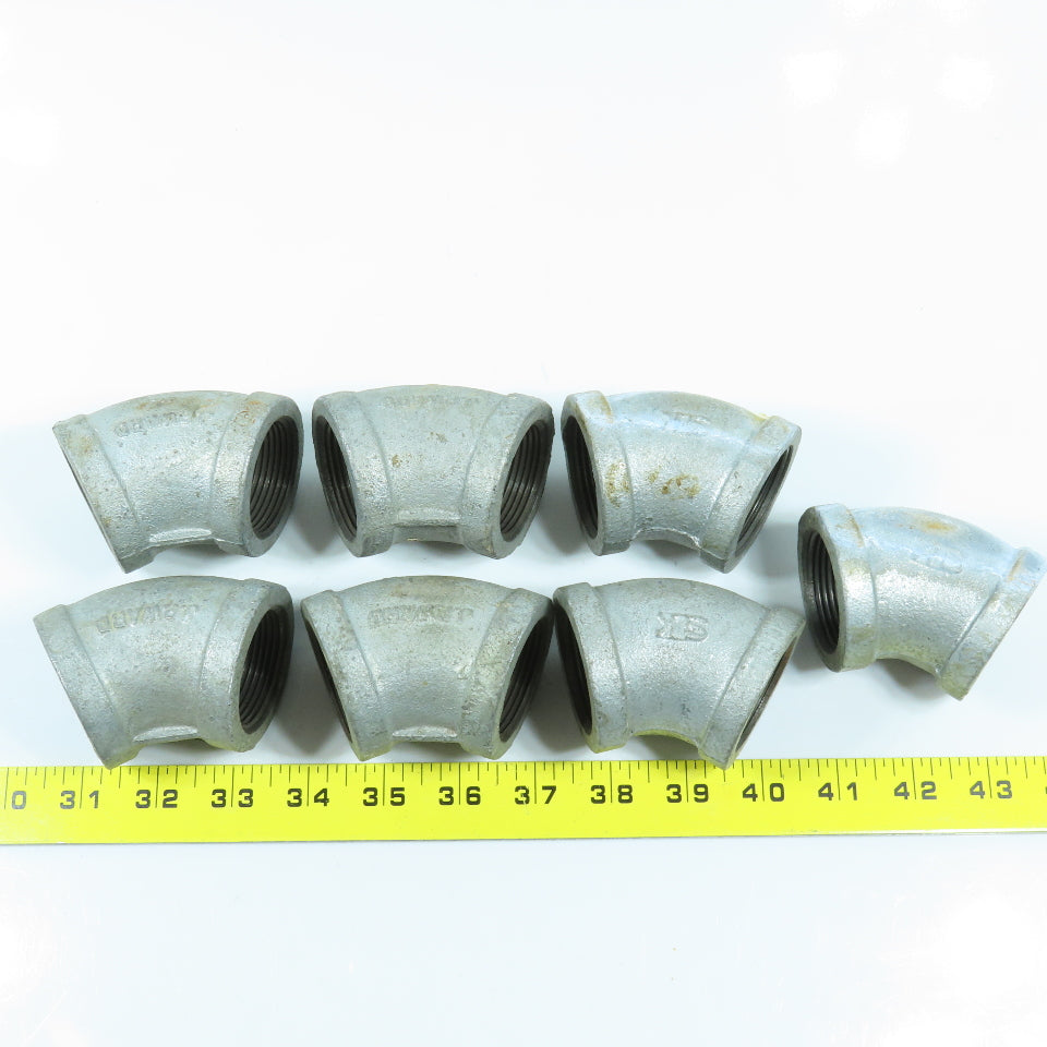 1-1/4" NPT 45° Elbow Galvanized Iron Pipe Schedule 40 Lot of 7