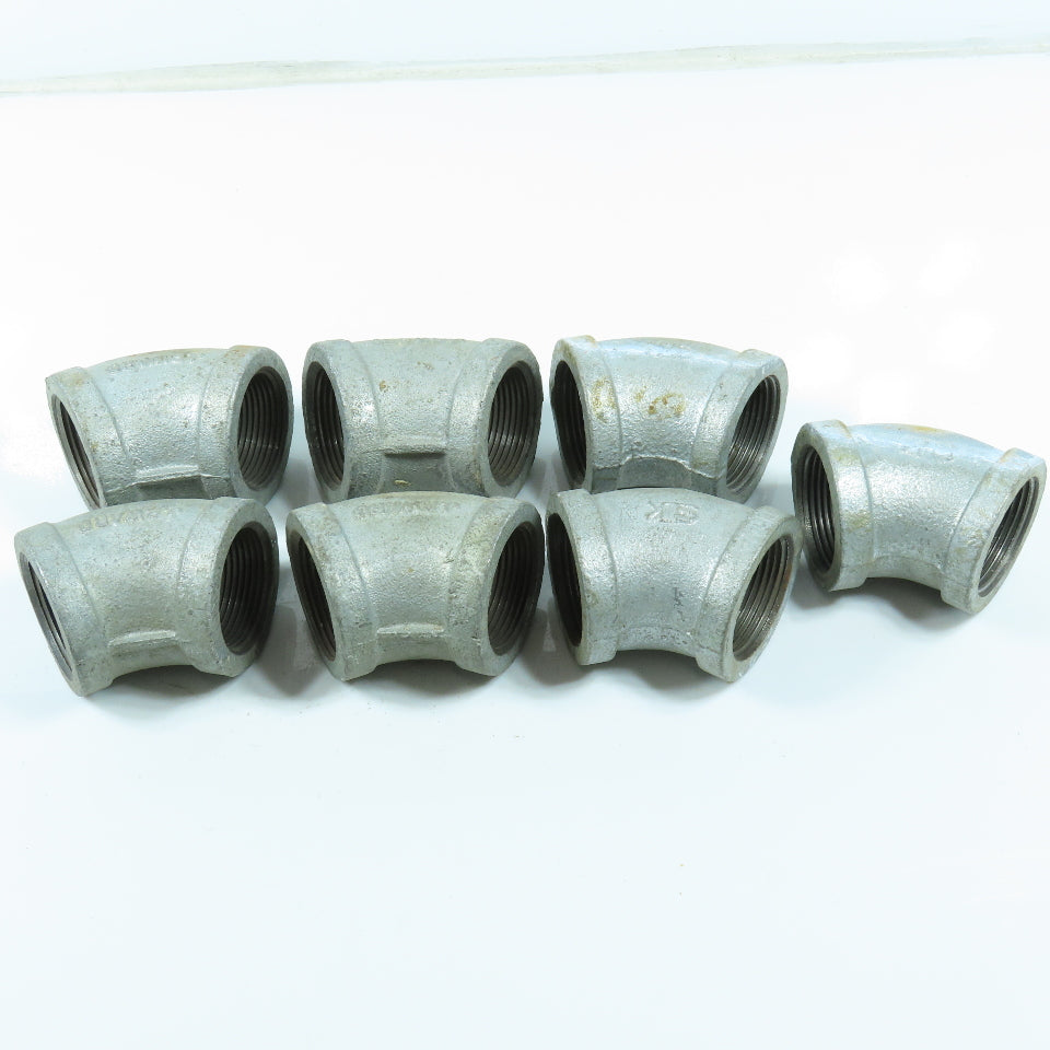 1-1/4" NPT 45° Elbow Galvanized Iron Pipe Schedule 40 Lot of 7