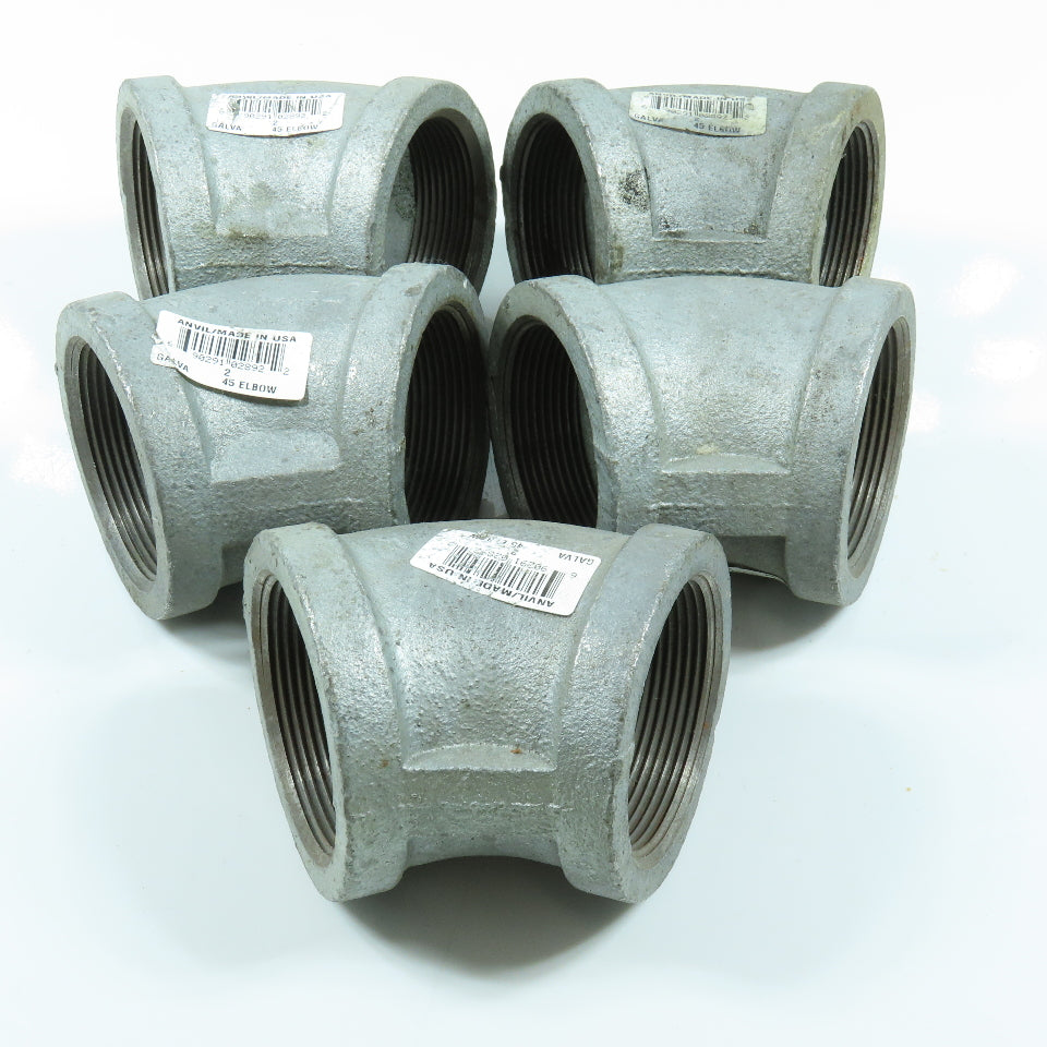 Anvil 2" NPT 90° Elbow Galvanized Iron Pipe Schedule 40 Lot of 5