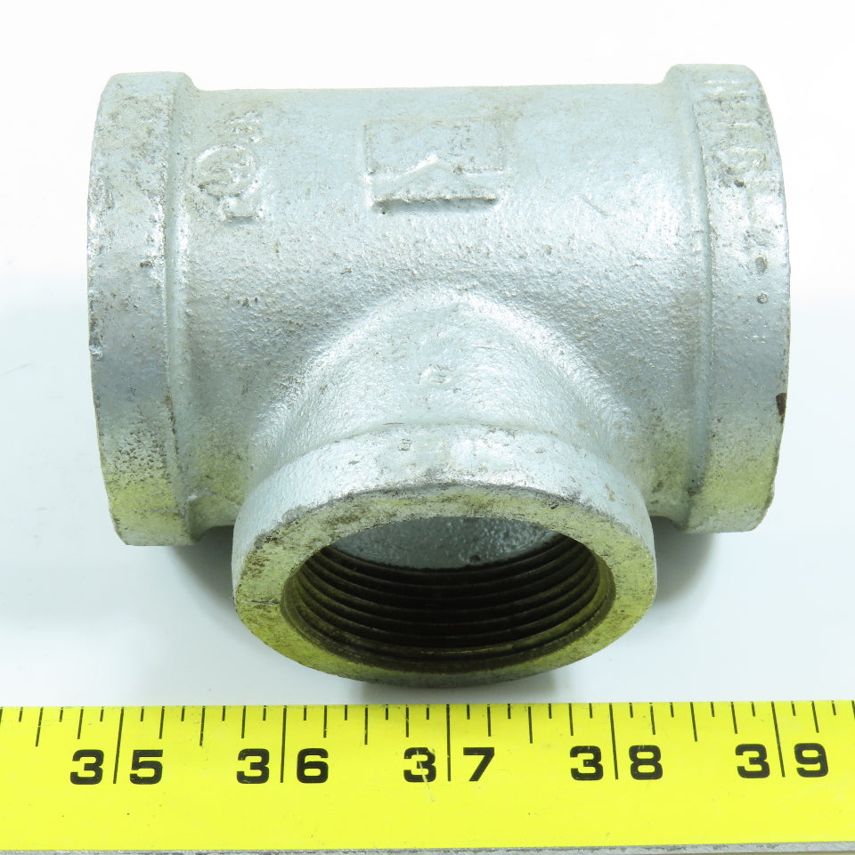 2" x 2" x 1-1/2" NPT Galvanized Iron Black Pipe Tee Reducer Fitting Lot of 4