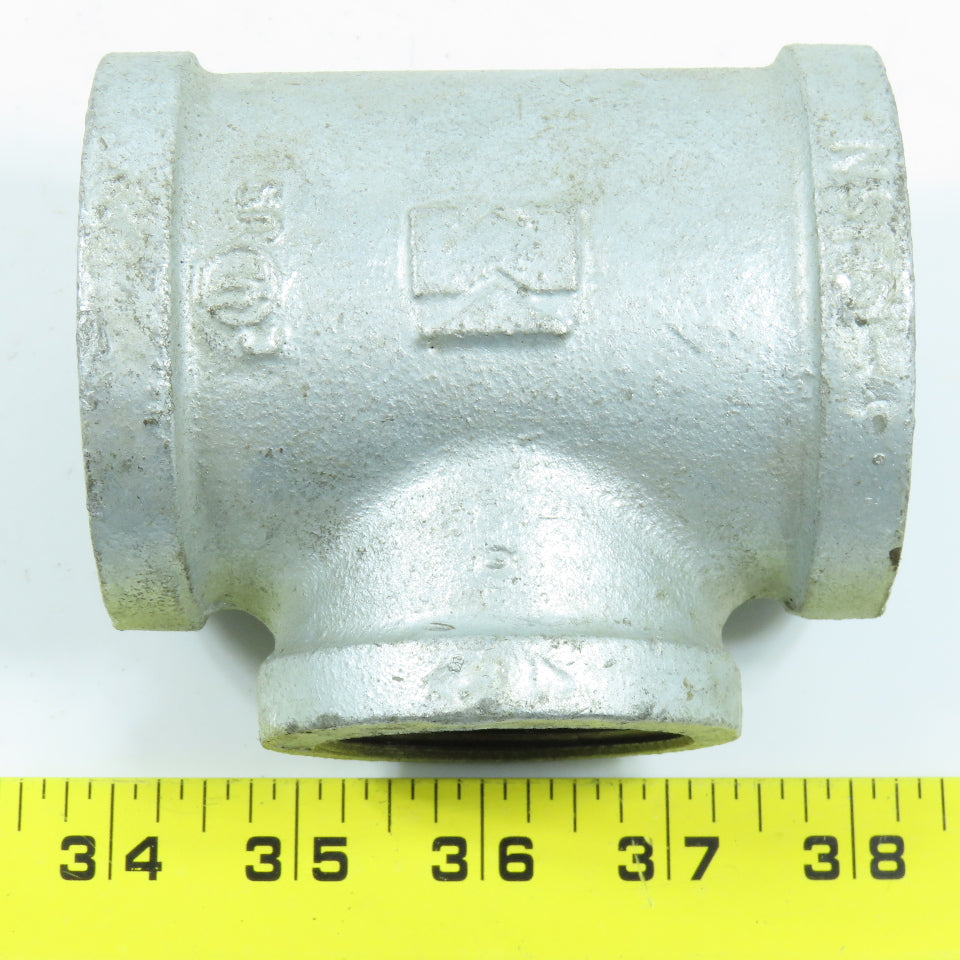 2" x 2" x 1-1/2" NPT Galvanized Iron Black Pipe Tee Reducer Fitting Lot of 4