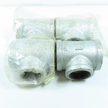 2" x 2" x 1-1/2" NPT Galvanized Iron Black Pipe Tee Reducer Fitting Lot of 4