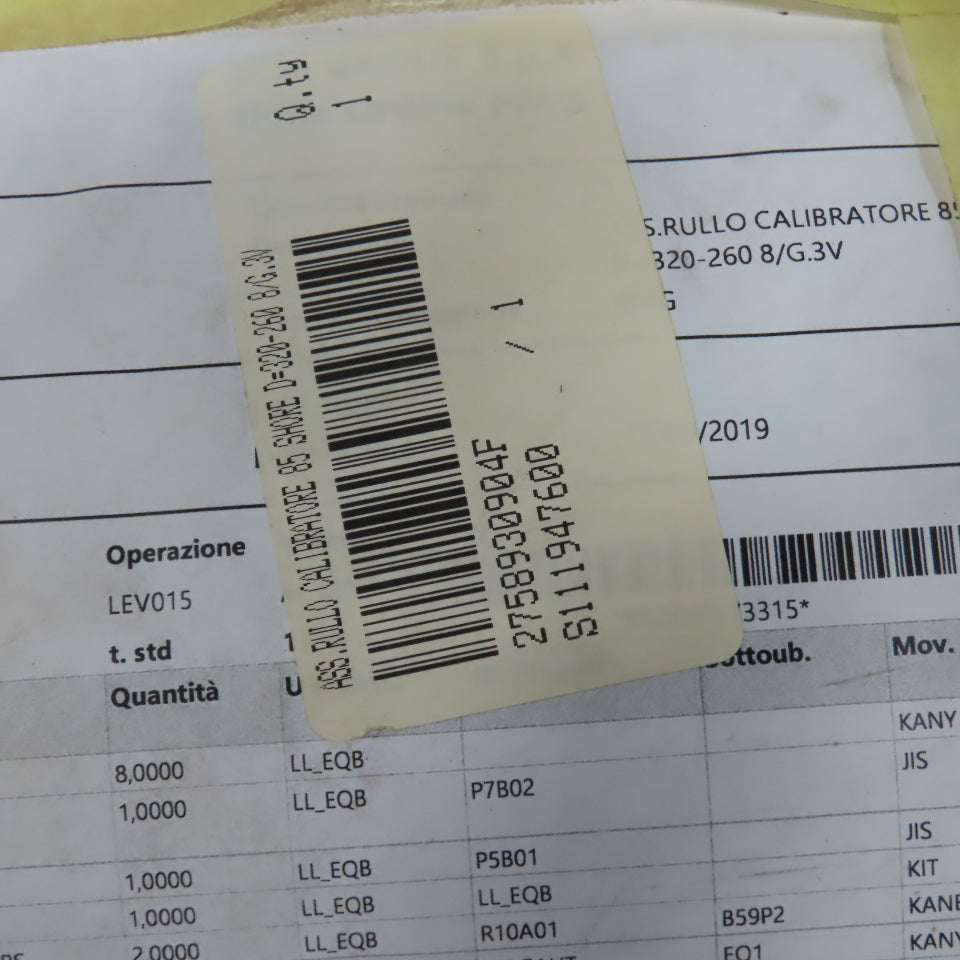 Sauer 2758930904F Calibrator Roller 85 Shore D=320-260 8/G.3V For SMC 53" Sander