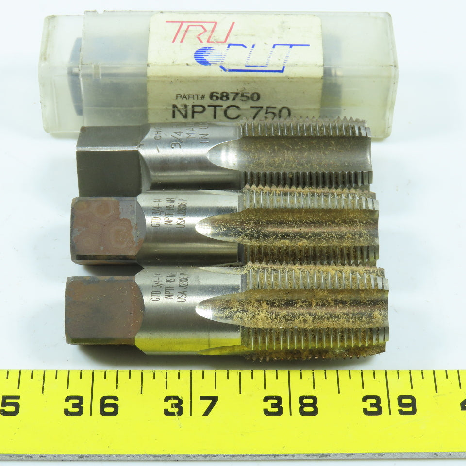 3/4"-14 NPT Straight Flute Taper Pipe Tap 4F USA Lot of 4