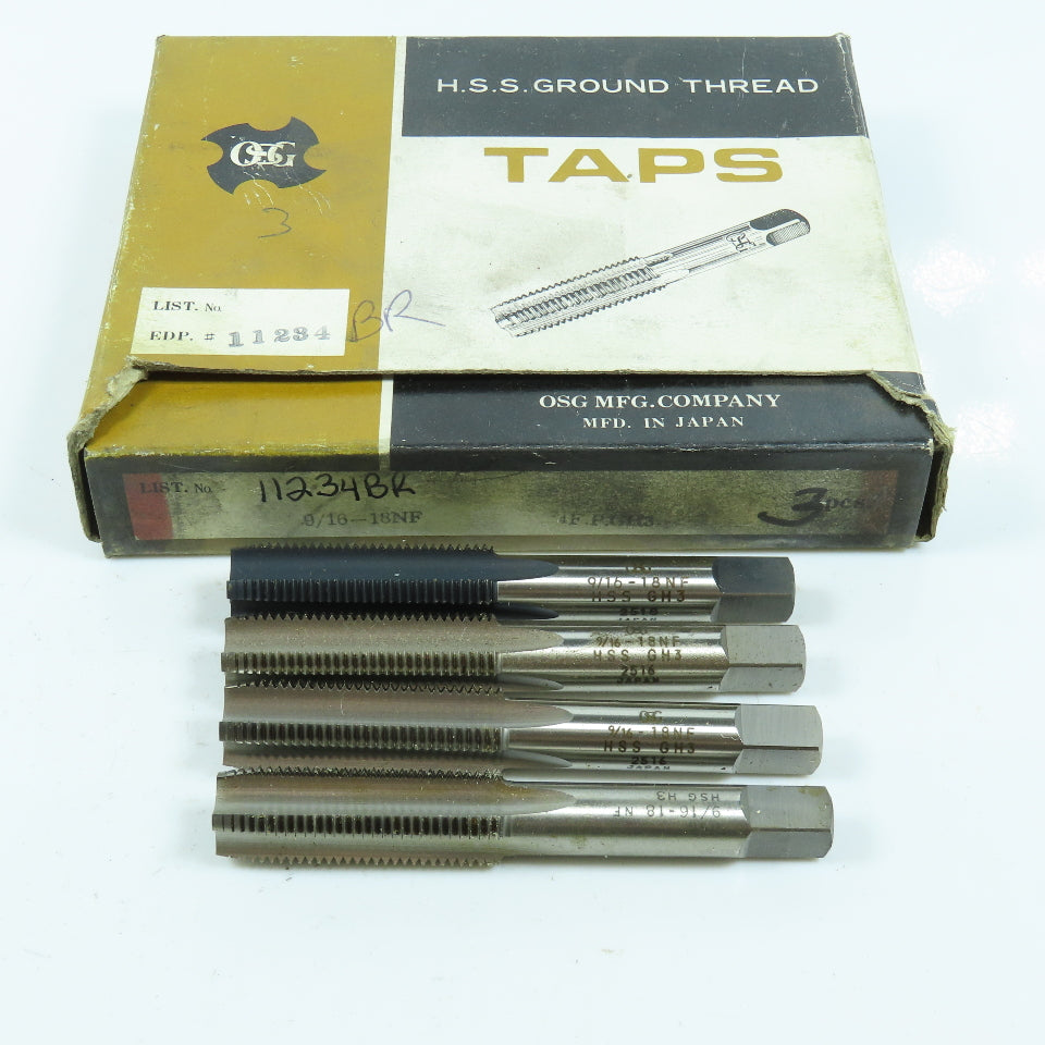 OSG 3/8"-18 NF Straight Flute Bottoming Tap 4F USA Lot of 4
