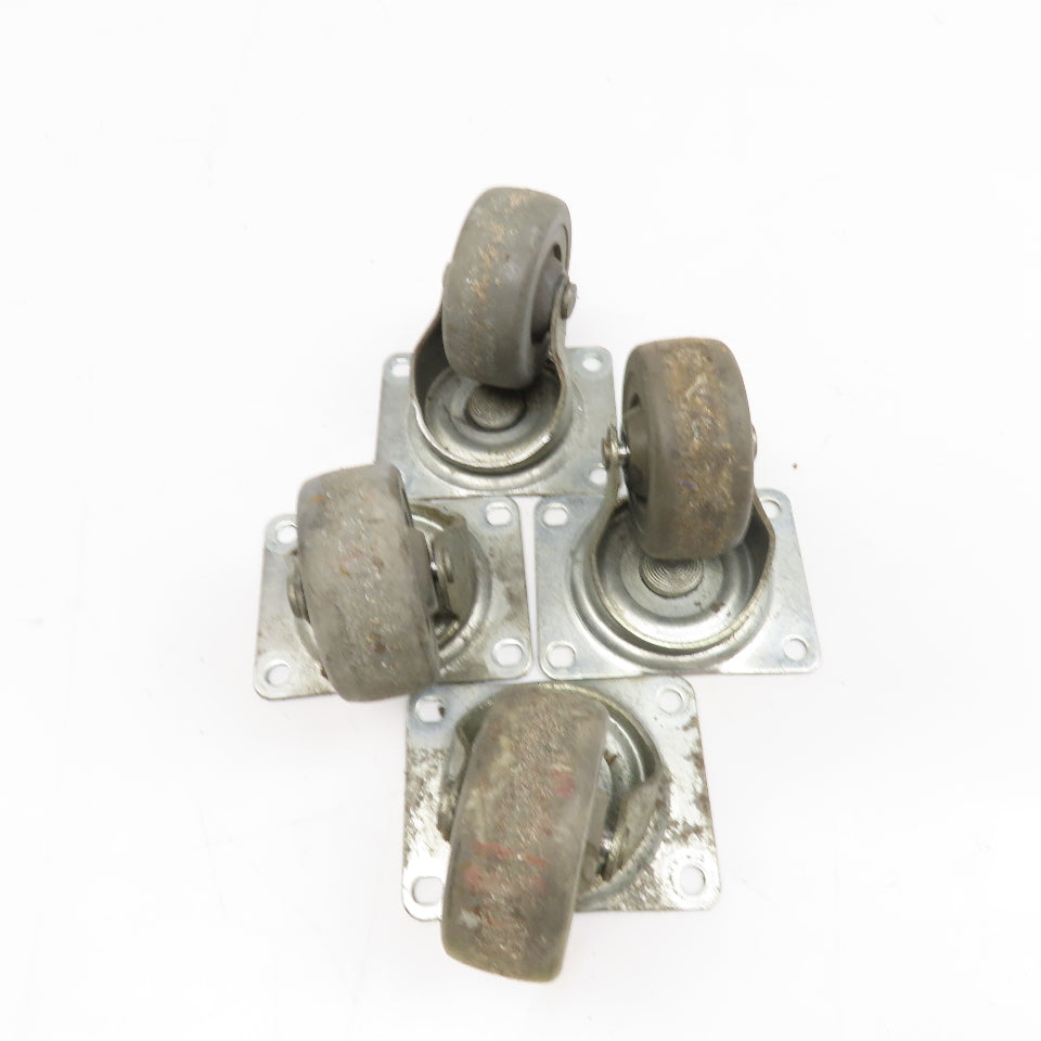 3" x 1-1/4" Hard Rubber Plate Mount Swivel Caster Lot Of 4