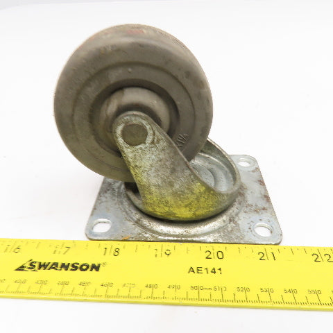 3" x 1-1/4" Hard Rubber Plate Mount Swivel Caster Lot Of 4