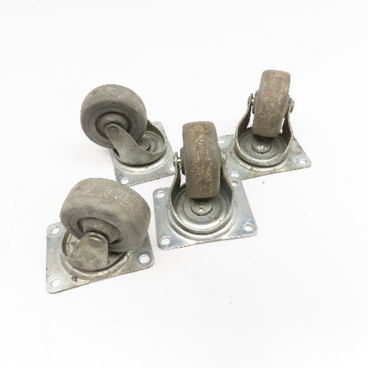 3" x 1-1/4" Hard Rubber Plate Mount Swivel Caster Lot Of 4