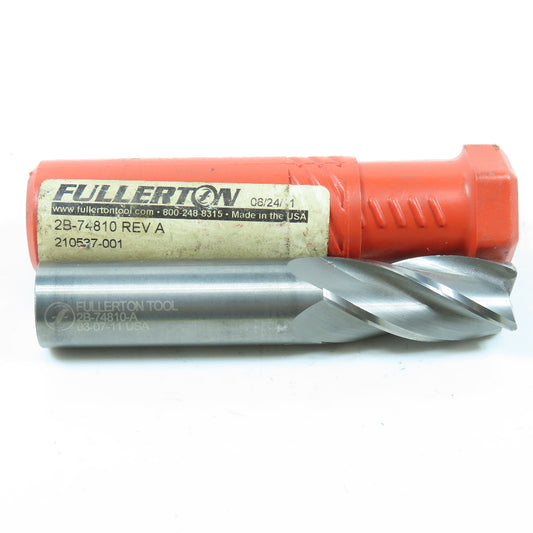 Fullerton 3/4" Square End Mill 4 Flute Center Cutting 1-5/8" LOC 4" OAL
