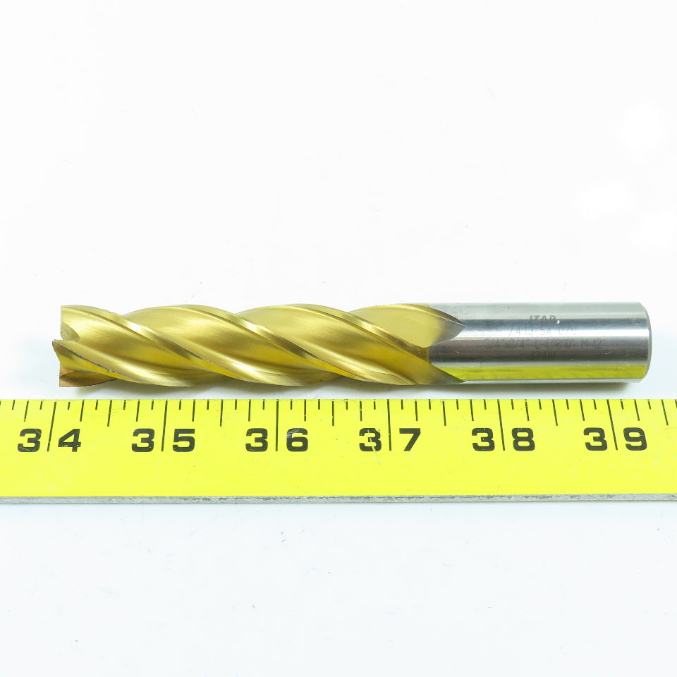 Izar 3/4" Square End Mill 4 Flute Center Cutting 5-1/4" OAL TiN Coated