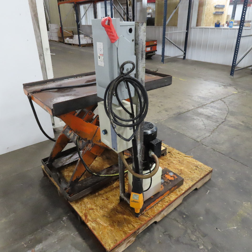 1 Ton 2000Lbs. 42" x 26" Electric Lift Table 10-33" Height 480V 3Ph