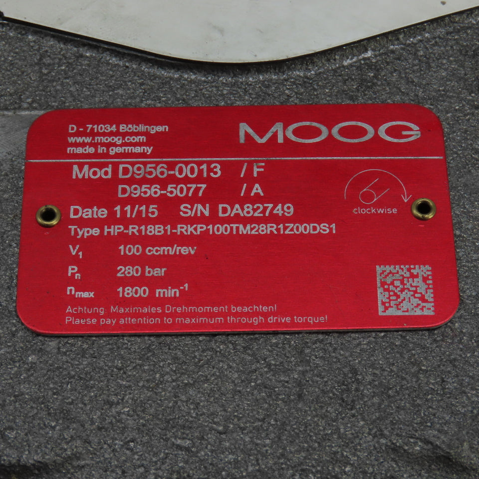 Moog HP-R18XX 	HP-R18B1 Hydraulic 2 Stage Combination Pump 32/100ccm/rev