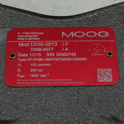 Moog HP-R18XX 	HP-R18B1 Hydraulic 2 Stage Combination Pump 32/100ccm/rev