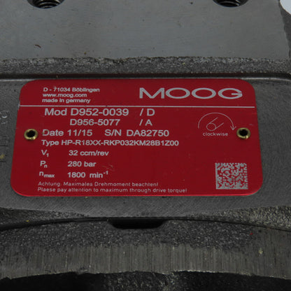Moog HP-R18XX 	HP-R18B1 Hydraulic 2 Stage Combination Pump 32/100ccm/rev