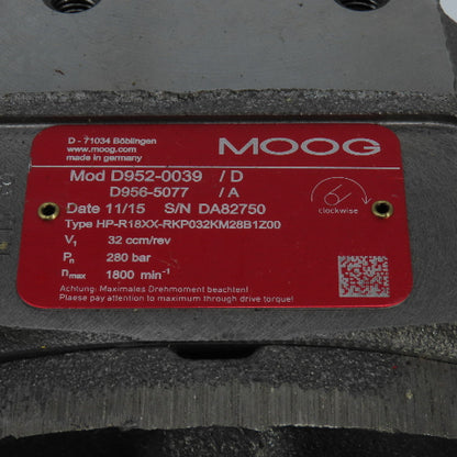 Moog HP-R18XX 	HP-R18B1 Hydraulic 2 Stage Combination Pump 32/100ccm/rev