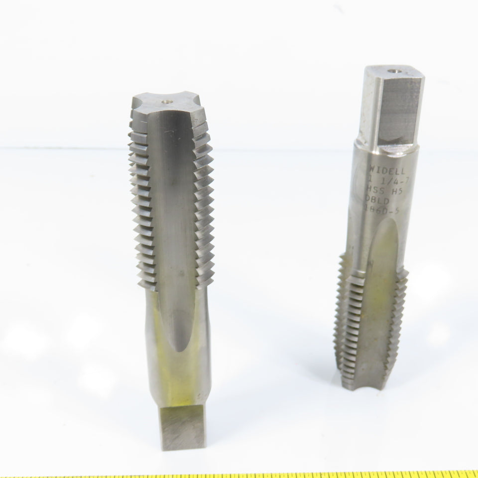 Widell 1-1/4"-7 HSS 4 Flute Plug Tap 5-3/4" OAL 3/4" Shank DBLD 1860-5 Lot Of 2