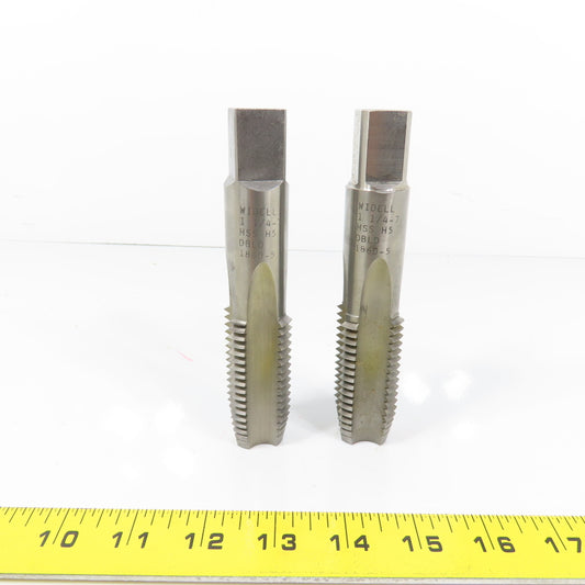 Widell 1-1/4"-7 HSS 4 Flute Plug Tap 5-3/4" OAL 3/4" Shank DBLD 1860-5 Lot Of 2