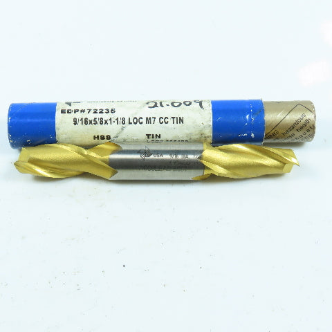 Fastcut 72235 9/16" 2 Flute Square Double End Mill 5/8" Shank TiN Coated USA