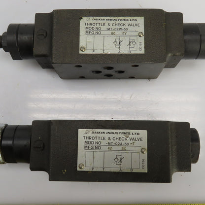 Daikin MT-02A-50-T/MT-02W-50 Hydraulic Throttle & Check Valve Lot Of 2