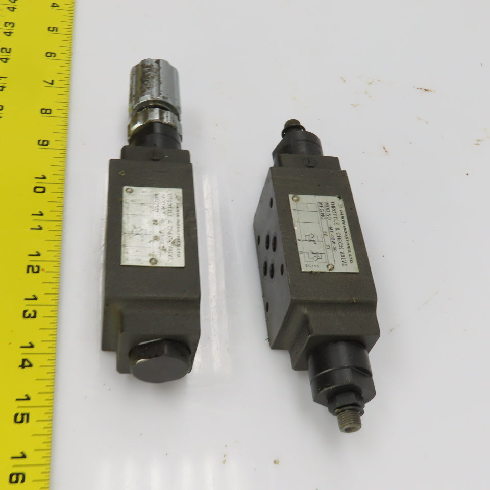Daikin MT-02A-50-T/MT-02W-50 Hydraulic Throttle & Check Valve Lot Of 2
