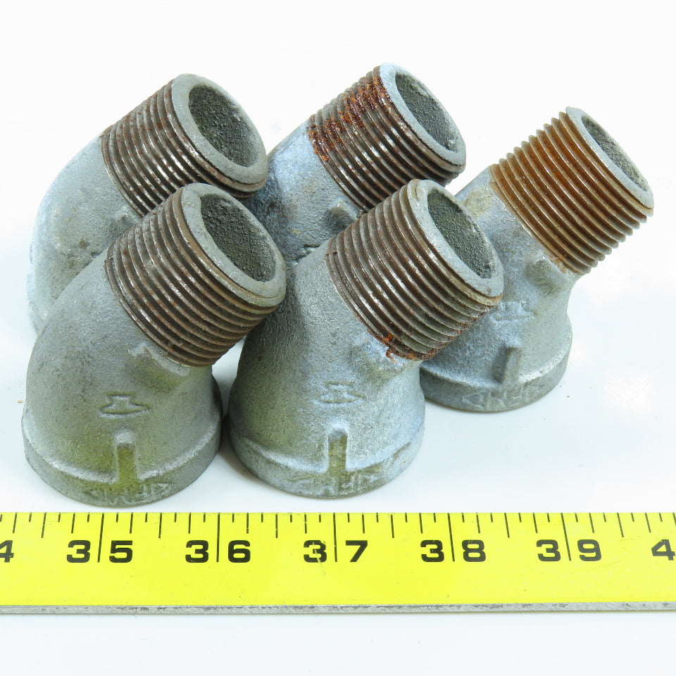 Anvil 1" NPT 45° Elbow Galvanized Iron Pipe Male x Female USA Lot of 5