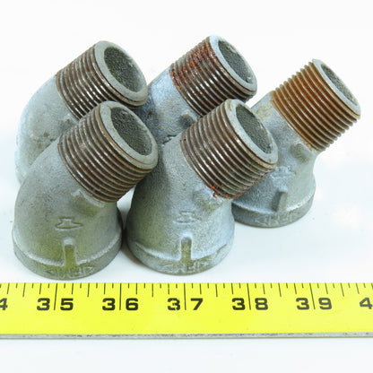 Anvil 1" NPT 45° Elbow Galvanized Iron Pipe Male x Female USA Lot of 5