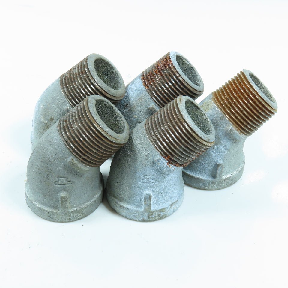 Anvil 1" NPT 45° Elbow Galvanized Iron Pipe Male x Female USA Lot of 5