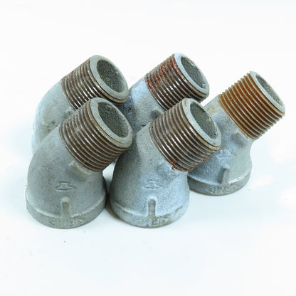 Anvil 1" NPT 45° Elbow Galvanized Iron Pipe Male x Female USA Lot of 5