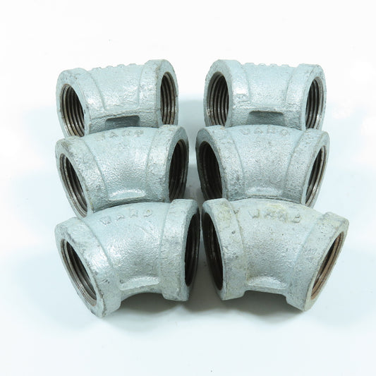 Ward 1" NPT 45° Elbow Galvanized Iron Pipe USA Lot of 6