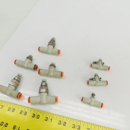 SMC 1/4" & 5/32" Push Connect Manual Flow Control Air Valves Mixed Lot Of 8