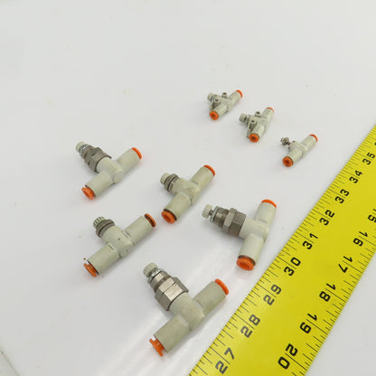 SMC 1/4" & 5/32" Push Connect Manual Flow Control Air Valves Mixed Lot Of 8