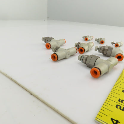 SMC 1/4" & 5/32" Push Connect Manual Flow Control Air Valves Mixed Lot Of 8