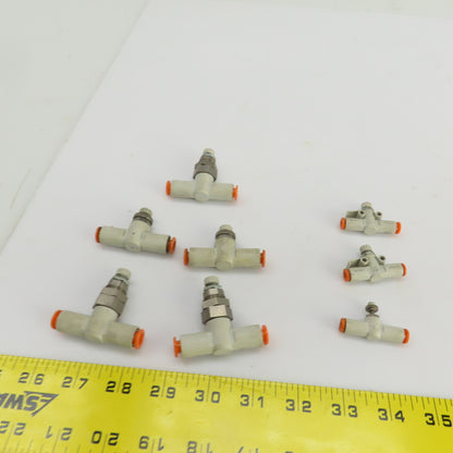 SMC 1/4" & 5/32" Push Connect Manual Flow Control Air Valves Mixed Lot Of 8