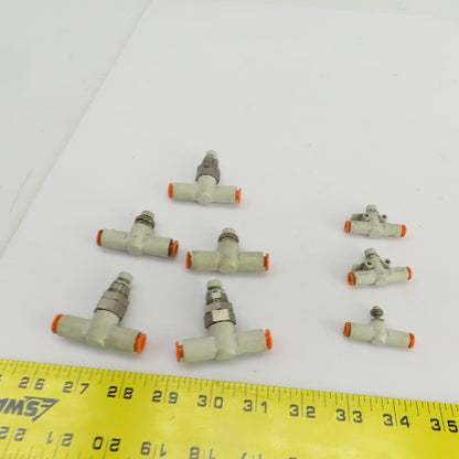 SMC 1/4" & 5/32" Push Connect Manual Flow Control Air Valves Mixed Lot Of 8