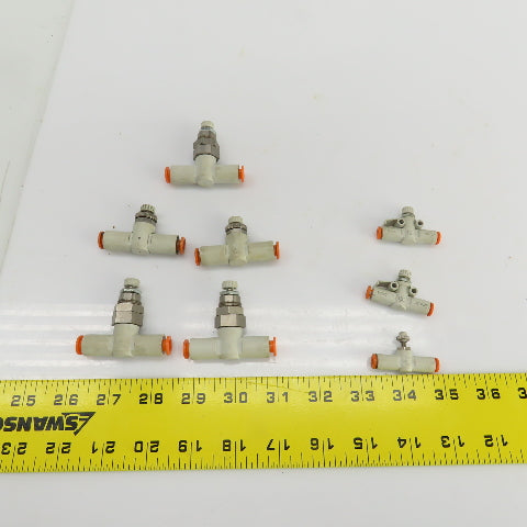 SMC 1/4" & 5/32" Push Connect Manual Flow Control Air Valves Mixed Lot Of 8