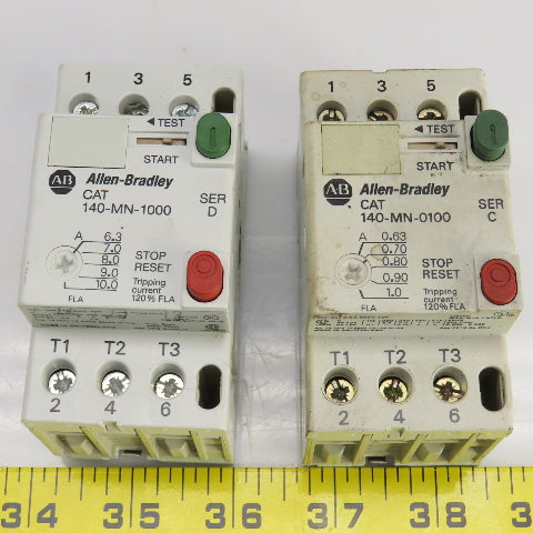 Allen Bradley 140-MN-0100 Ser D/Ser C Manual Motor Starter 600V Lot Of 2