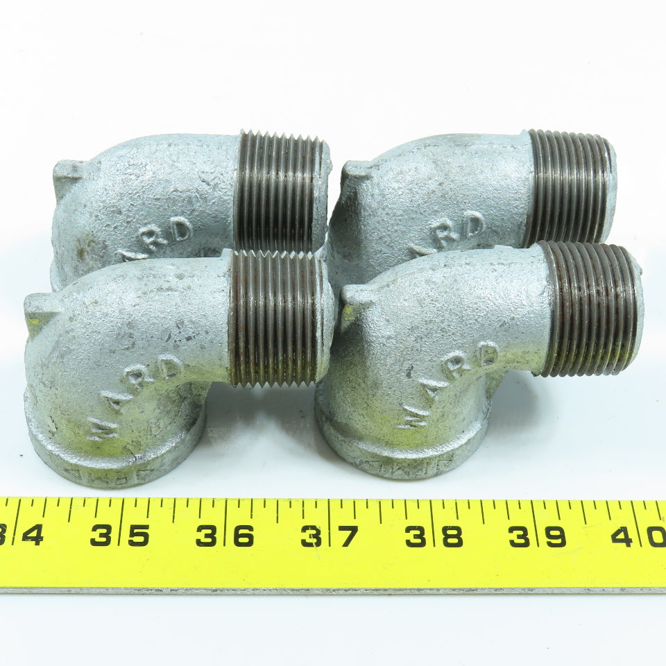 Ward 1" NPT 90° Elbow Galvanized Iron Pipe USA Lot of 4