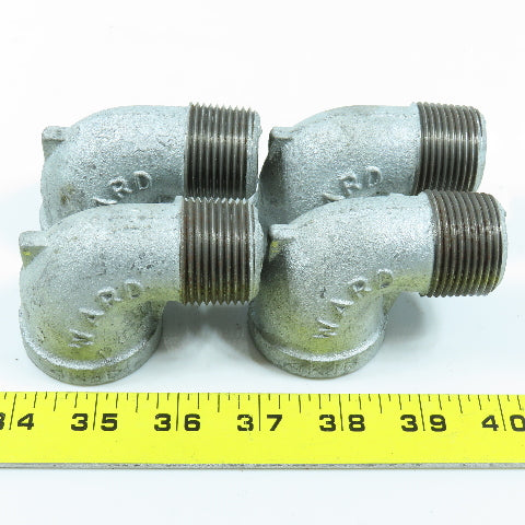 Ward 1" NPT 90° Elbow Galvanized Iron Pipe USA Lot of 4