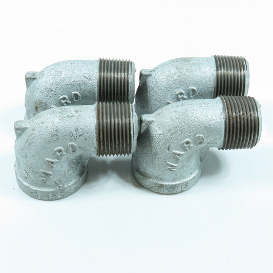 Ward 1" NPT 90° Elbow Galvanized Iron Pipe USA Lot of 4