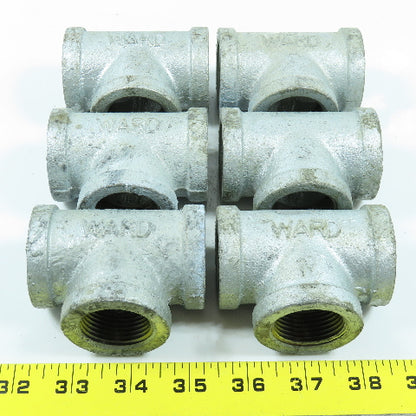 Ward 1" NPT Tee Fitting Galvanized Iron Pipe USA Lot of 6