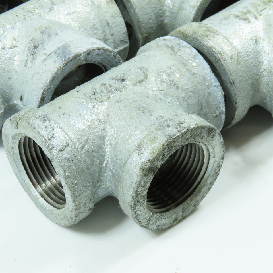 Ward 1" NPT Tee Fitting Galvanized Iron Pipe USA Lot of 6
