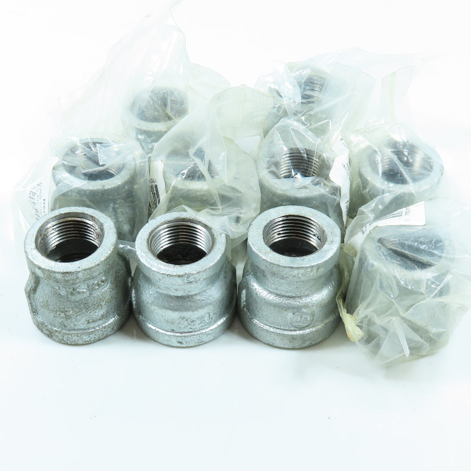 1" x 3/4" NPT Reducing Coupling Galvanized Iron Pipe Lot of 10