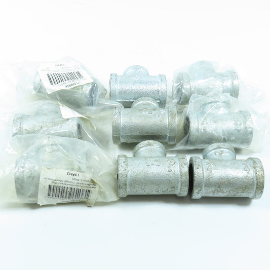 3/4" x 3/4" x 1/2" NPT Tee Fitting Galvanized Iron Pipe Lot of 10