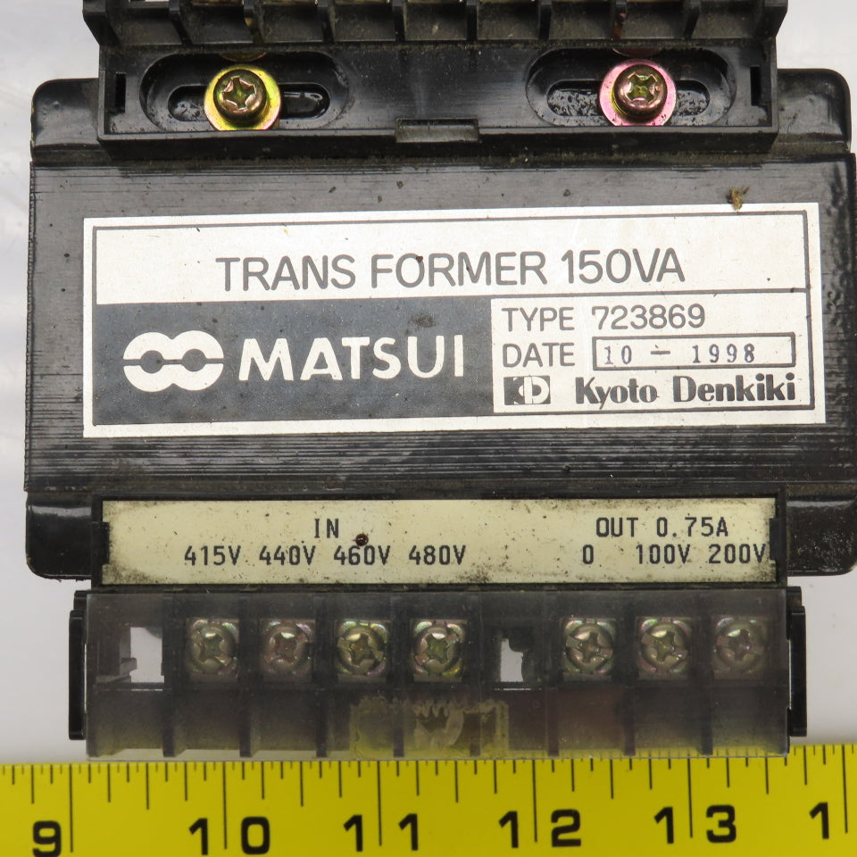 Kyoto Denkiki 723869 Matsui 150VA Transformer Pri 415-440-460-480V Sec 100-200V